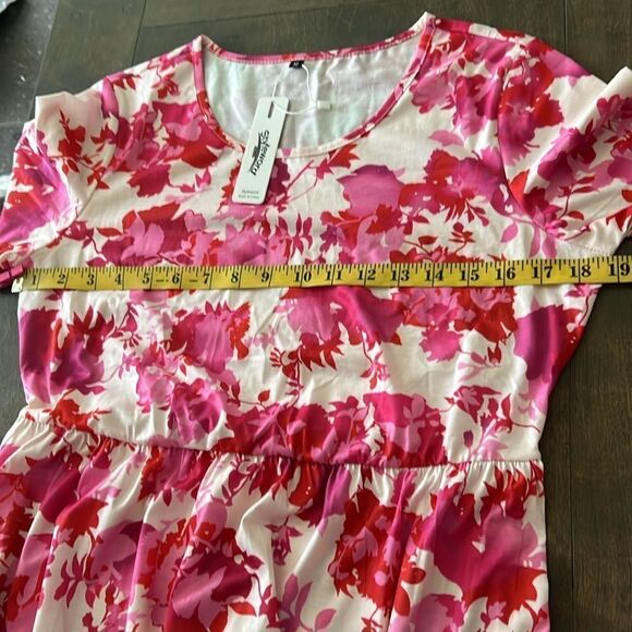 NWT Floral Midi Summer Tiered Dress with Ruffle Sleeves and Pockets - Picture 10 of 15